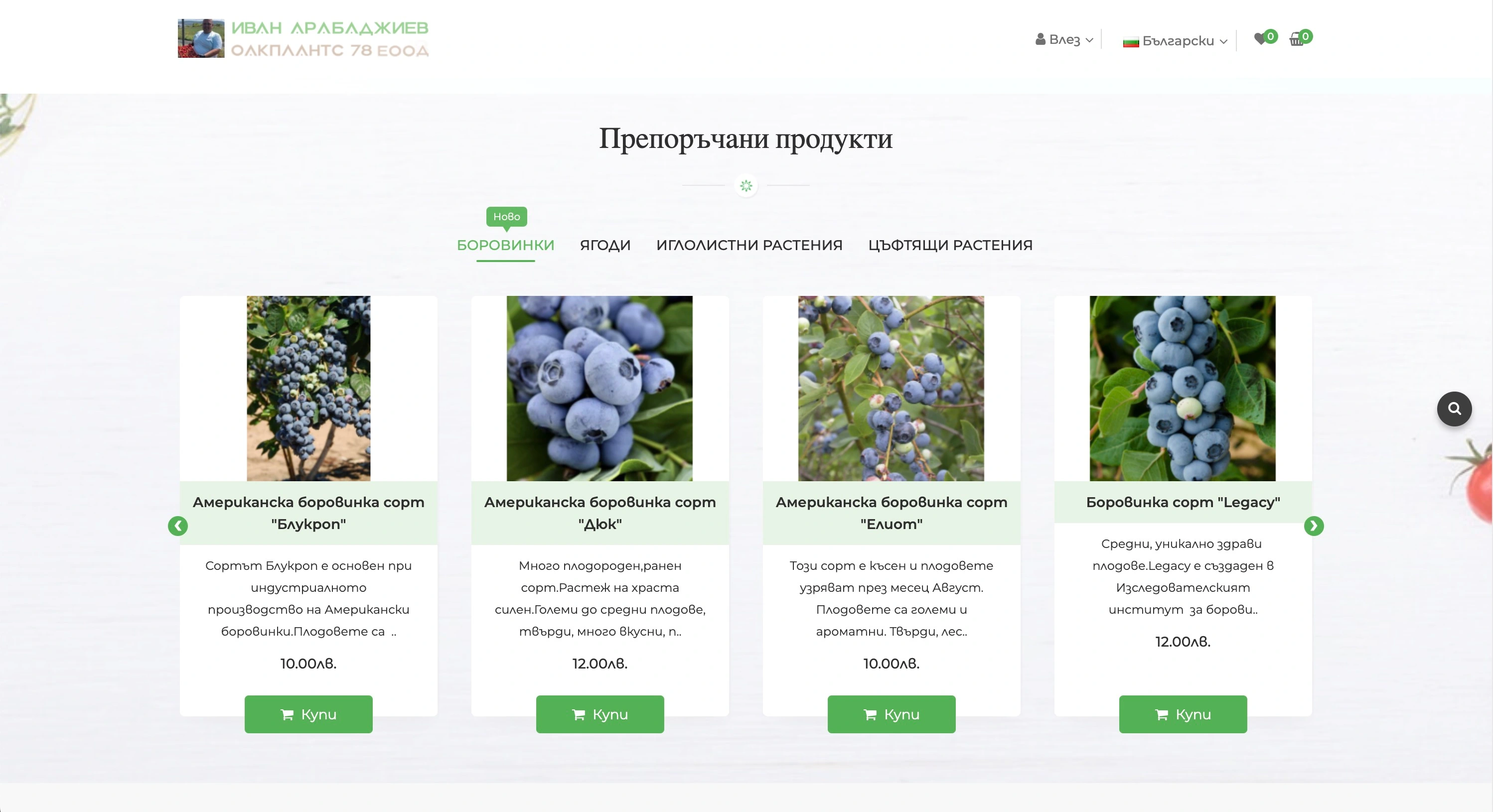Изграждане на верига онлайн магазини - Razsadi Online